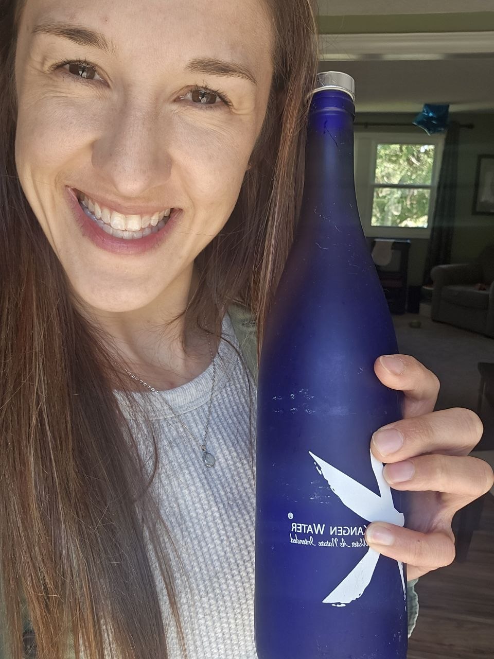 Sarah with her Kangen water bottle